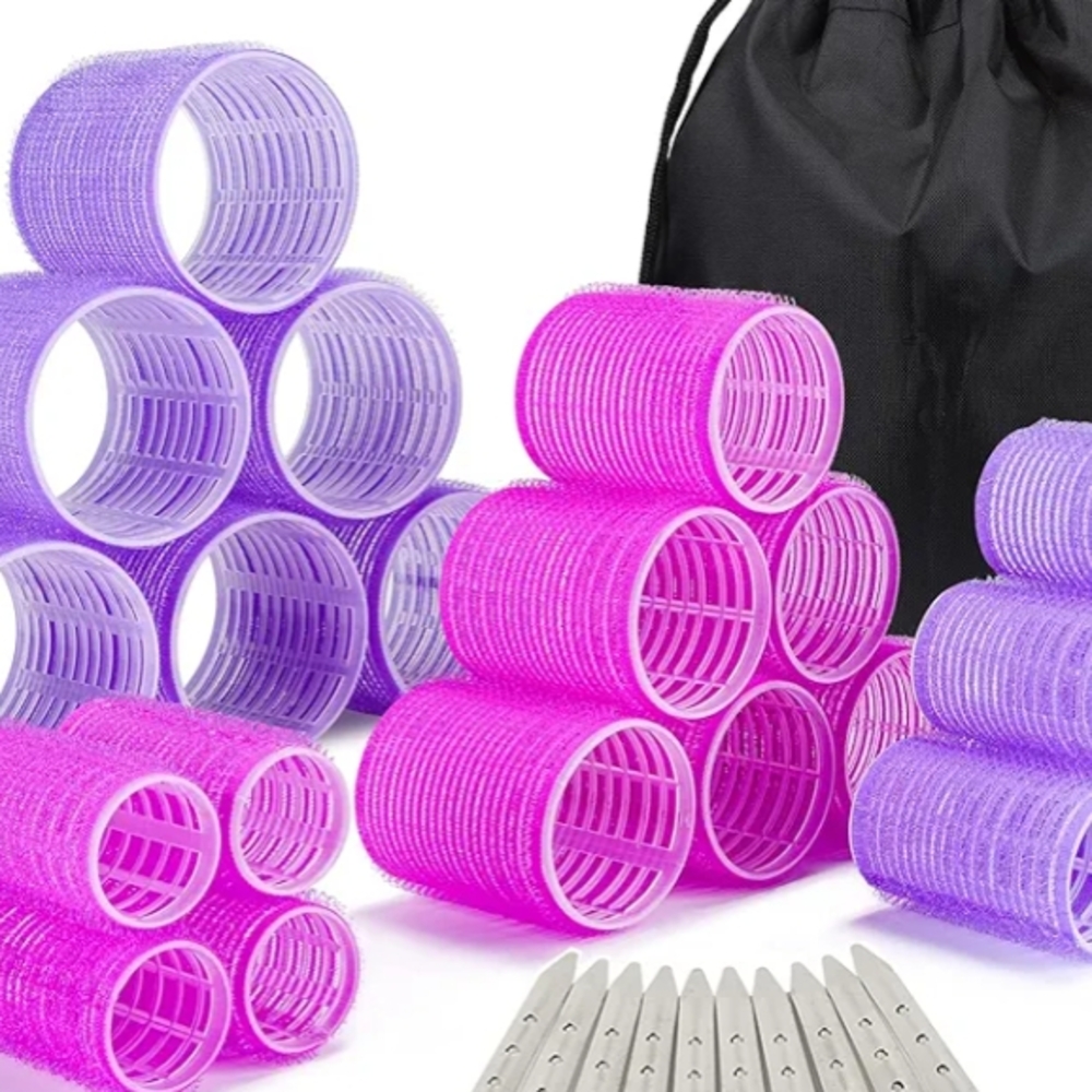 🆕 Velcro Purple and Pink Hair Rollers Set
